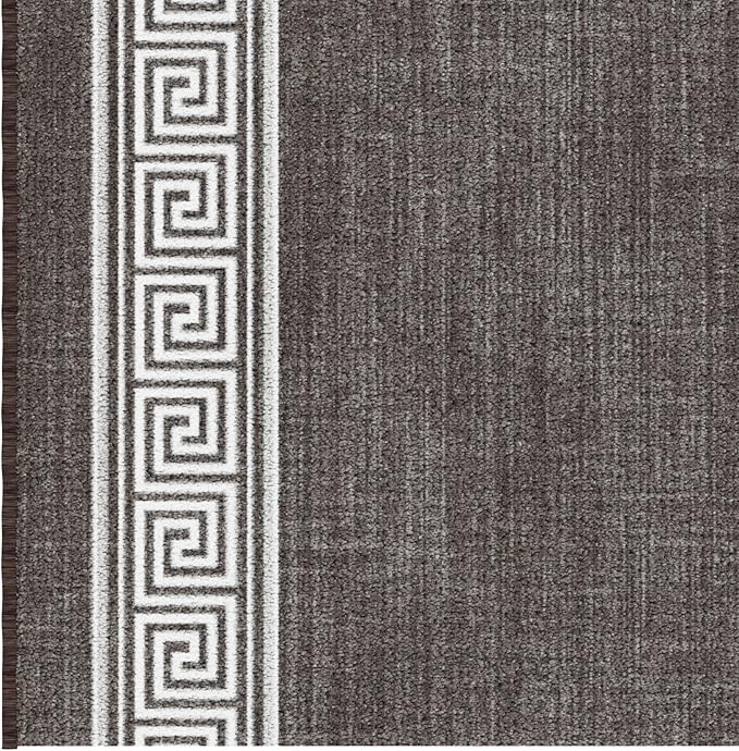 Ottomanson Hallway Runner Rug 2'7" x 12' – Soft Non-Slip Rug, Low Pile Carpet for Entryway, Kitchen & Long Hallways in Apartments and Homes, Greek Border Brown
