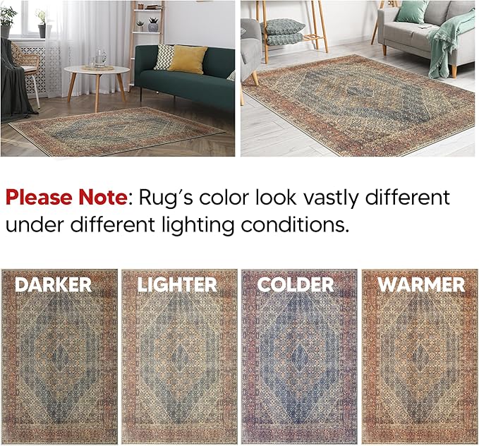 Keen Home Design 30"x144" Rug - Machine Washable Runner Rug with Non-Slip Backing, Ideal for Hallway, Entryway, Kitchen, Laundry Room - Vintage, Easy Clean, Durable, Low Pile - (2'6" x 12')