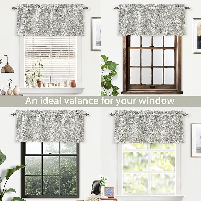 DriftAway Farmhouse Linen Lined Valance Double Layer Thermal Insulated Room Darkening Blackout Window Valances 3 Inch Rod Pocket Striped Kitchen Valance for Bathroom Single 52 x 18 Inch Roman Black