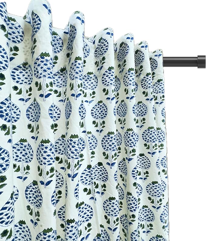 ATOSII Cotton Curtains (Roma Blue, 1 Panel - W 60" X L 84")