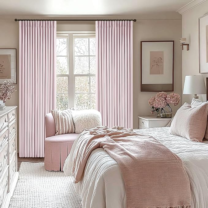 Light Pink Blackout Nursery Curtains 84 Inches Long 2 Panels Girls Bedroom Pinch Pleated Black Out Dusty Pink Curtains 84 Inch Length 2 Panels Room Darkening Thermal Insulated Baby Dusty Pink 40x84