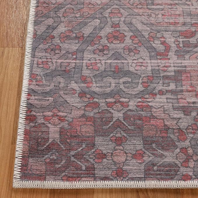 Superior Medallion Indoor Washable Rug, Cotton Backing, Carpet for Dining Table Mud Room, Easy Care, Non-Slip Rug for Dining, Kitchen, Low Pile Area Rug, Manakin Collection, 2' 7" x 8', Teal