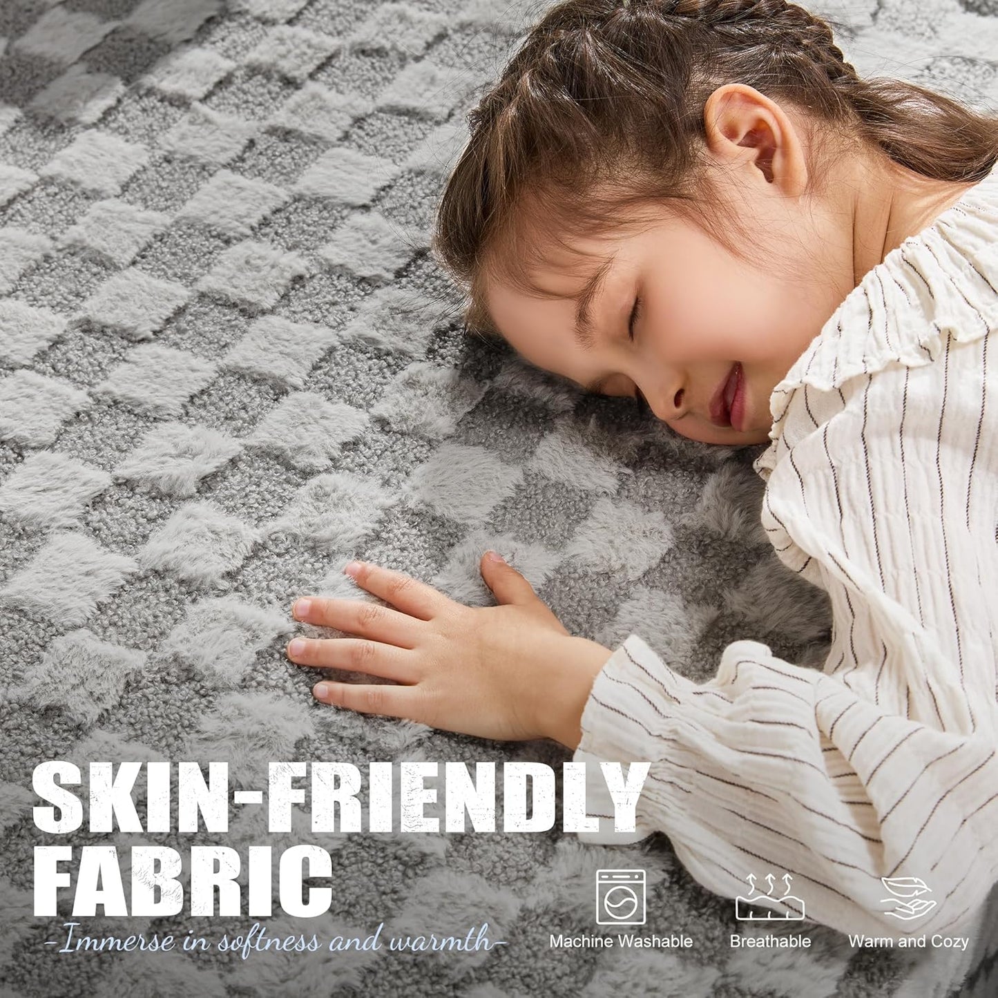 Hobestluk Rectangle Ottoman Memory Foam Footrest for Couch with Removable Cover Large Floor Seating for Adults Ottoman Coffee Table for Living Room, Bedroom or Office (Plush Grey, Footrest)