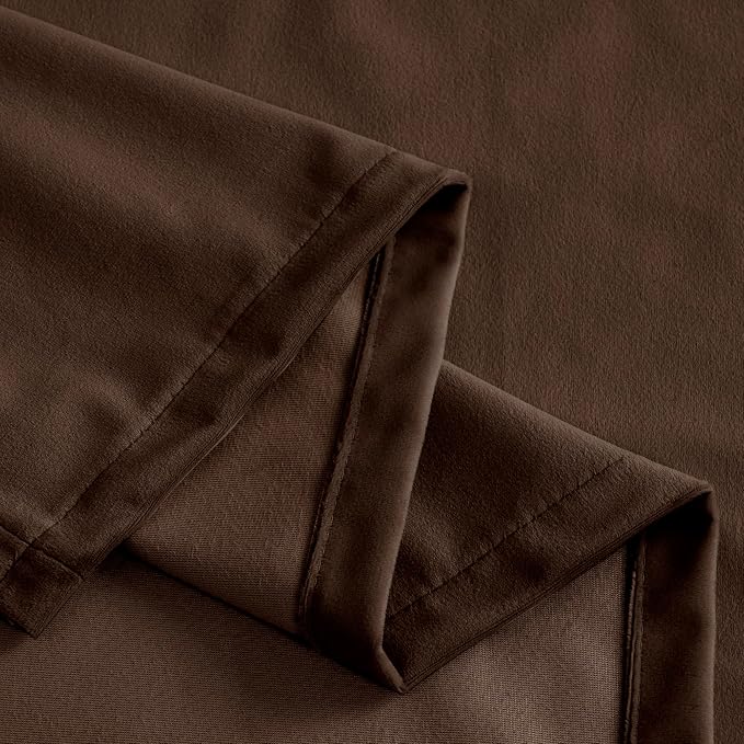 YoungsTex Brown Velvet Curtains 72 Inch Length 2 Panels for Living Room, Thermal Insulated Blackout Drapes with Grommet Privacy for Bedroom, 2 Panels, 52 X 72 Inch
