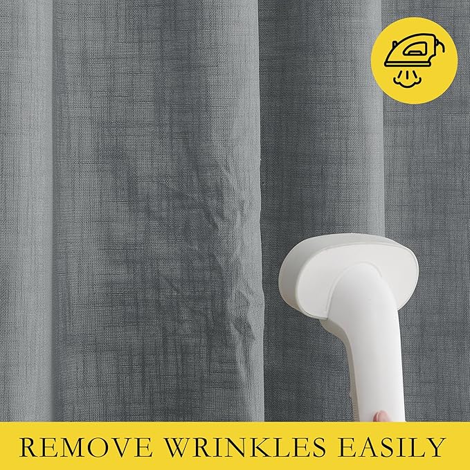 NICETOWN 100% Blackout Linen Texture Curtains 80 inches Long, Dove Grey, 2 Pcs, Thermal Insulated Full Blackout 2-Layer Lined Drapes, Energy Efficiency Window Draperies for Boy's Room