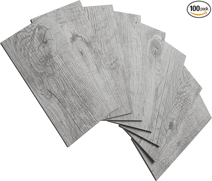 AULIGET 100 Piece Peel and Stick Backsplash PVC Tile, 3 Inch x 6 Inch Dover Gray Stick on Tiles for Backsplash Kitchen, Bathroom, Laundry Room, Camper, Fireplace