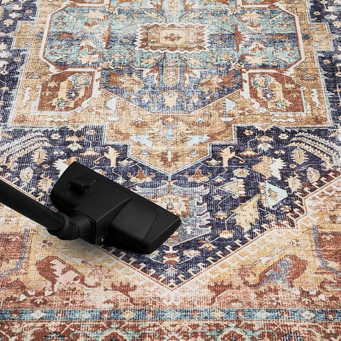 Keen Home Design 30"x84" Rug - Machine Washable Runner Rug with Non-Slip Backing, Ideal for Hallway, Entryway, Kitchen, Laundry Room - Vintage, Easy Clean, Durable, Low Pile Rug - (2'6" x 7')