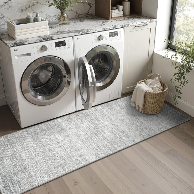 Valenrug Washable Rugs 2x5 - Stain Resistant 2x5 Area Rugs for Living Room, Non Slip Backing Large Area Rugs for Bedroom, Folable Machine Washable Area Rug (2'x5', Grey)