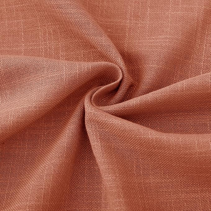 45 inch Linen Terracotta Curtains 2 Panels for Living Room Back Tab Light Filtering Semi Sheer Rust Colored Curtains 45 inches Long Soft Thick Cotton Cloth Textured Rustic Boho Farmhouse Room Decor
