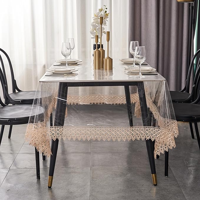 Clear Vinyl Tablecloth Protector Waterproof/Oil-Proof PVC Table Cloth Transparent Sheet Table Cover (60'' x 108'' Rectangular)