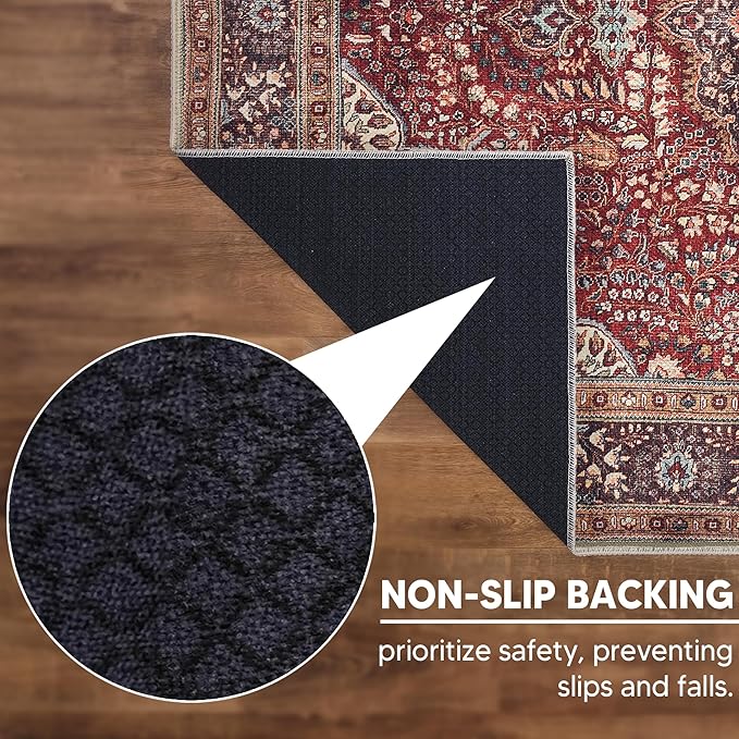 Keen Home Design 30"x144" Rug - Machine Washable Runner Rug with Non-Slip Backing, Ideal for Hallway, Entryway, Kitchen, Laundry Room - Vintage, Easy Clean, Durable, Low Pile - (2'6" x 12')
