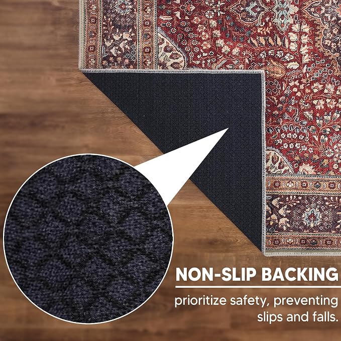 Keen Home Design 30"x84" Rug - Machine Washable Runner Rug with Non-Slip Backing, Ideal for Hallway, Entryway, Kitchen, Laundry Room - Vintage, Easy Clean, Durable, Low Pile Rug - (2'6" x 7')