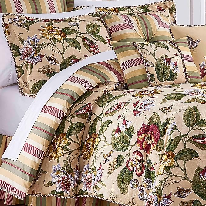 Waverly Laurel Spring 3-Piece Quilt Set – Full/Queen - 100% Cotton Lightweight Bedding in Parchment