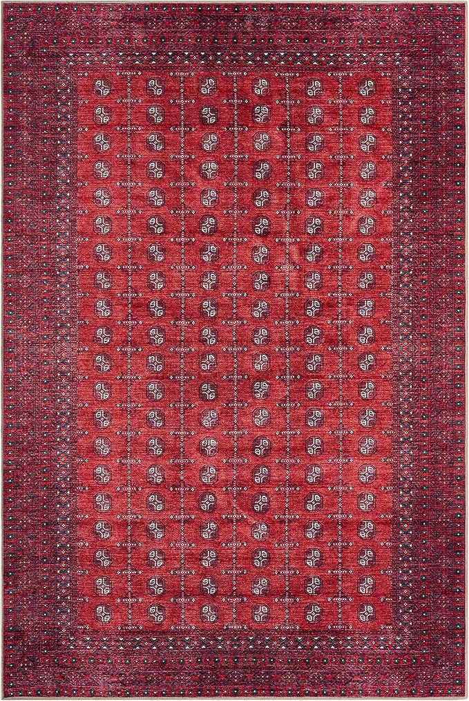 Keen Home Design 6x9 Rug - Machine Washable Area Rug with Non-Slip Backing, Ideal for Living Room, Dining Room, Bedroom - Vintage, Easy Clean, Durable, Low Pile Rug - (6' x 9')