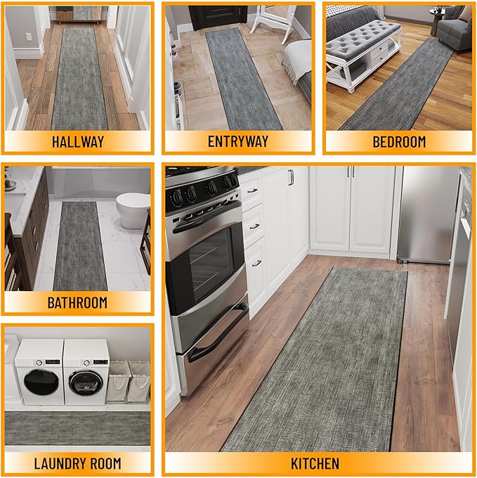 Ottomanson Hallway Runner Rug 2'7" x 14' – Soft Non-Slip Rug, Low Pile Carpet for Entryway, Kitchen & Long Hallways in Apartments and Homes, Solid Brown