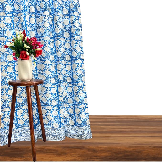 ATOSII Cotton Curtains (Azora Blue, 1 Panel - W 60" X L 108")