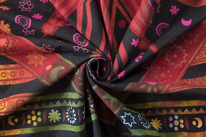 Popular Handicrafts Indian Burning Sun Hippie Mandala Window Curtains - Gypsy Tye Dye Bohemian Sun Moon Beautiful Drapery Bedroom Living Room Balcony Valance Panels Golden