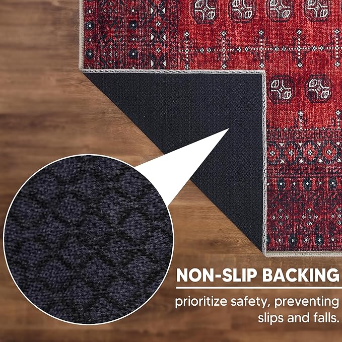 Keen Home Design 48"x72" Rug - Machine Washable Area Rug with Non-Slip Backing, Ideal for Living Room, Dining Room, Bedroom - Vintage, Easy Clean, Durable, Low Pile Rug - (4' x 6')