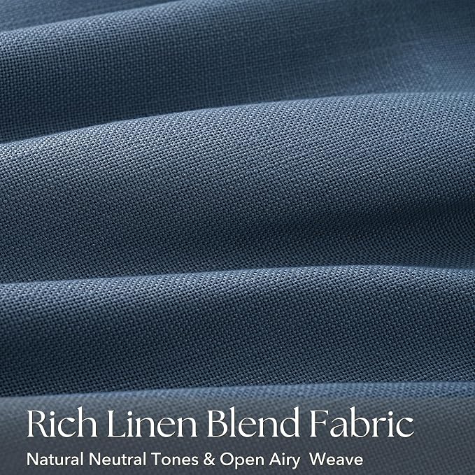 Pinch Pleated Linen Navy Blue Curtains 102 inch Length for Living Room 2 Panel Set Light Fitering Semi Sheer Navy Window Curtain Pleat with Hooks Rustic Farmhouse Bedroom Long Drapes 102