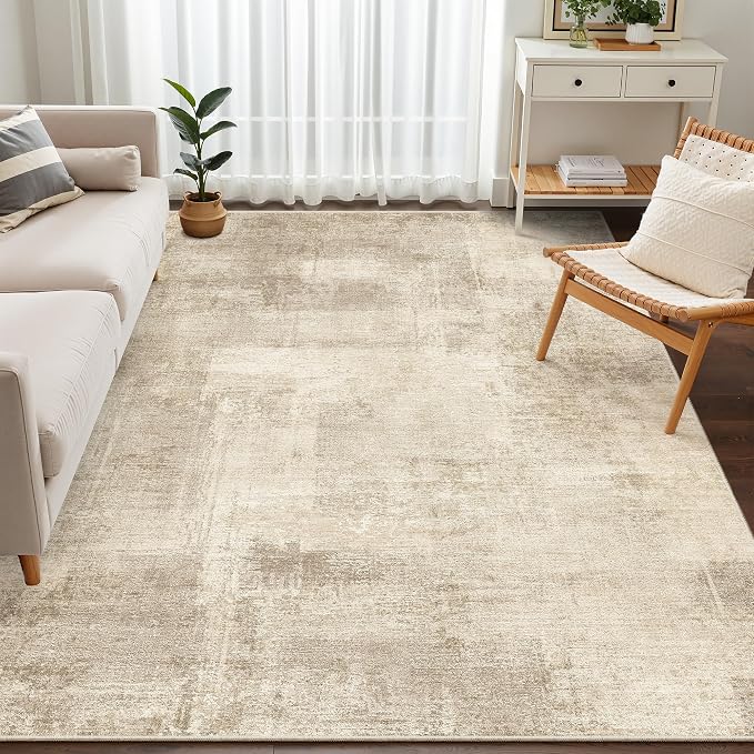 zesthome 5x7 Area Rugs - Stain Resistant Washble Rug, Modern Abstract Rugs for Living Room, Bedroom, Super Soft Area Rug, Low Pile, Entryway Rug (Brown, 5'x7')