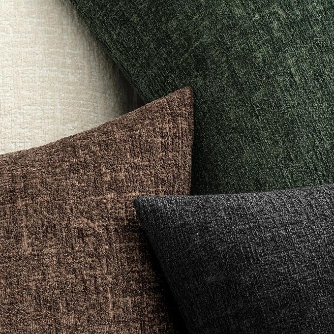 MIULEE Decorative Throw Pillow Covers 18x18 Pack of 2 Olive Green Spring Couch Pillow Covers Soft Cozy Textured Chenille Pillowcases for Home Decor Sofa Living Room Cushion Bedroom