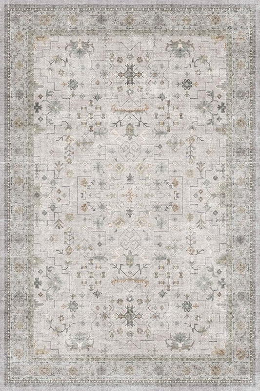 Hazo Haus Light Gray 8x12 Large Area Rugs for Living Room - Oriental Rug for Bedroom Under Bed, Dining Room Under Kitchen Table, Washable Soft Non Slip Unique Indoor Décor