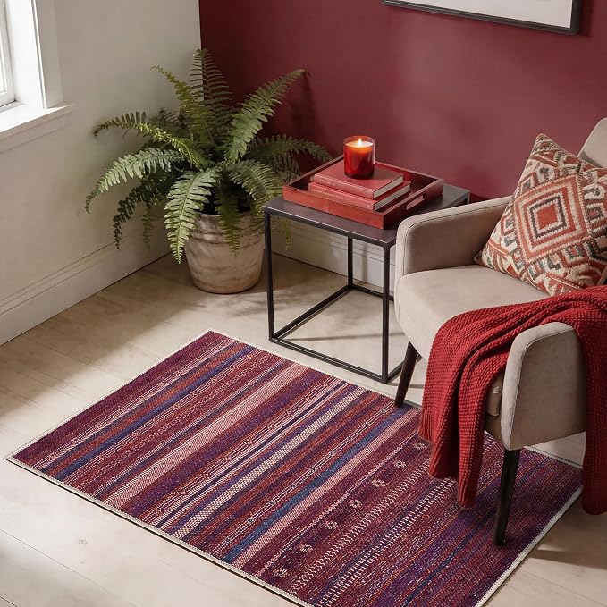 Keen Home Design 2x3 Rug - Machine Washable Entry Rug with Non-Slip Backing, Ideal for Enteryway, Kitchen, Bathroom, Laundry Room - Vintage, Easy Clean, Durable, Low Pile Rug - (2' x 3')