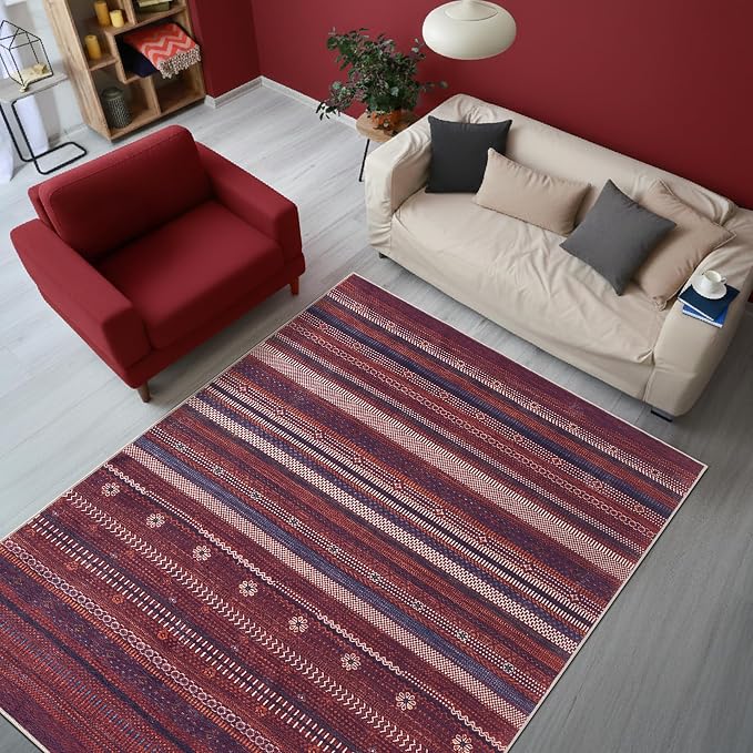 Keen Home Design 48"x72" Rug - Machine Washable Area Rug with Non-Slip Backing, Ideal for Living Room, Dining Room, Bedroom - Vintage, Easy Clean, Durable, Low Pile Rug - (4' x 6')