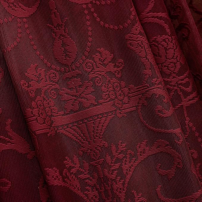 TUDECO Burgundy Sheer Curtains 84 Inches Long for Living Room - Luxury Modern Maroon Red Sheer Curtains for Bedroom, Aesthetic Tulle Rod Pocket Light Filtering Farmhouse Red Drapes, 59 x 84 Inch