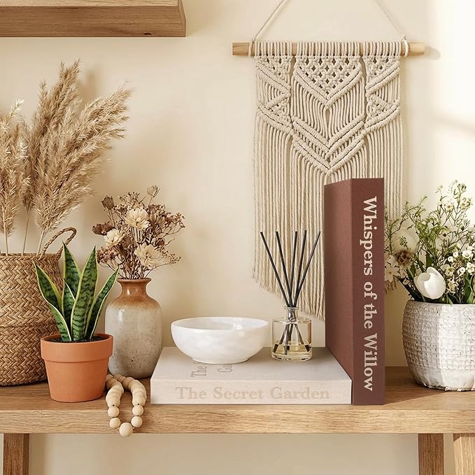 Decorative Linen Storage Books Set of 2 – Aesthetic Faux Book Keepsake Box with Hidden Magnetic Closure for Coffee Table Decor, Bookshelf Styling, Neutral Modern Home Decor (Brown & Beige)