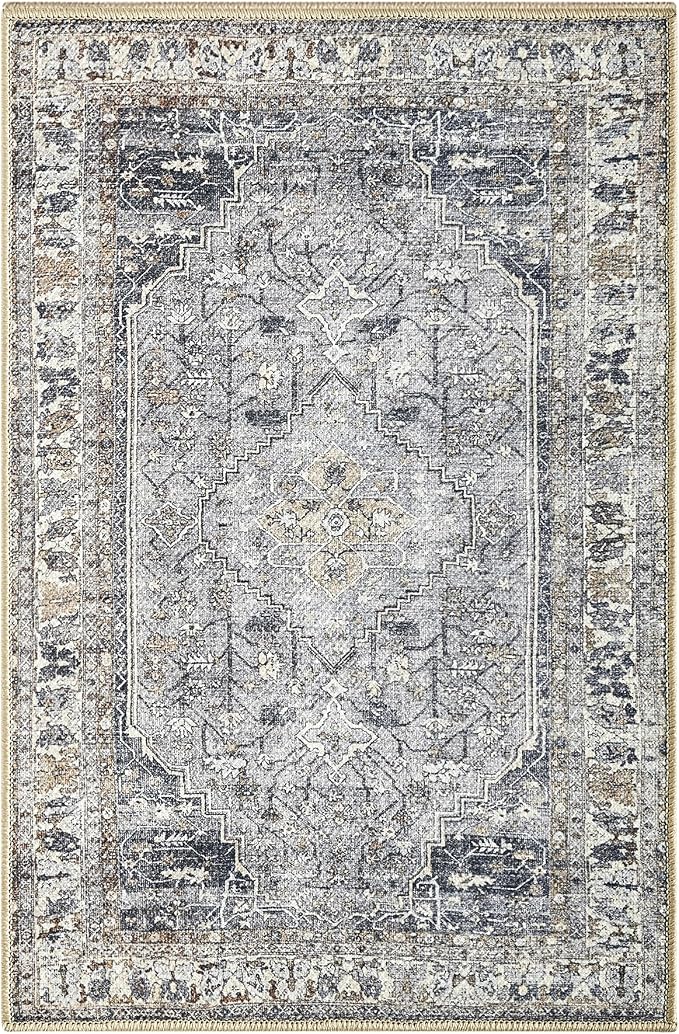 Keen Home Design 2x3 Rug - Machine Washable Entry Rug with Non-Slip Backing, Ideal for Enteryway, Kitchen, Bathroom, Laundry Room - Vintage, Easy Clean, Durable, Low Pile Rug - (2' x 3')