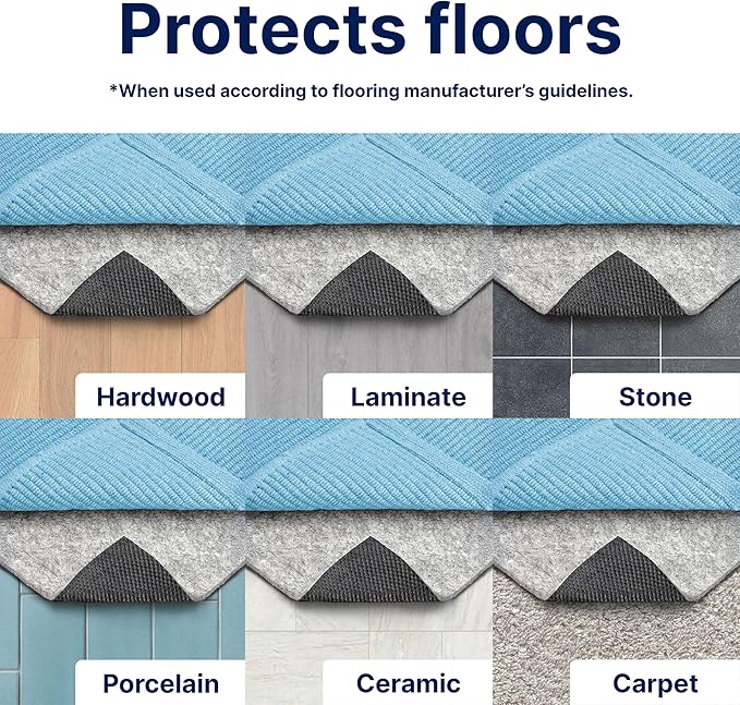 RUGPADUSA - Dual Surface - 5' Round - 1/4" Thick - Felt + Rubber - Non-Slip Backing Rug Pad - Safe for All Floors