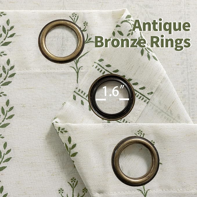 BGment Olive Green Boho Curtains Leaf Floral Print Cottage Core Botanical Curtains for Bedroom Light Filtering Curtain 63 Inch Long for Farmhouse Rustic, Each 52 Inch Wide, 2 Panels Set
