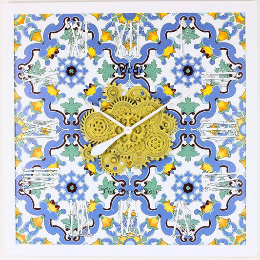 The Gears Clock Wall Clock Italy Collection with Moving Gears (Meta, 36 inch Square)