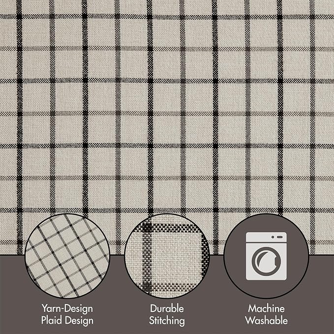 Madison Park Anaheim Cabin Plaid Curtain Window, Thermal Insulated Fleece Lining, Living Room Decor Room Darkening Drape for Bedroom, 1-Single Panel Pack, 50x95, Rod Pocket & Back Tab, Black