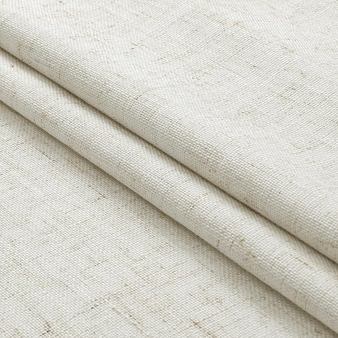 Pinch Pleated Blackout Curtain Panels with Full Blackout Liner Linen Blend Thermal Insulated Window Treatment Sets with Back Tab for Living Room Bedroom Drape with 9 Hooks, 40"x72"x2, Natural
