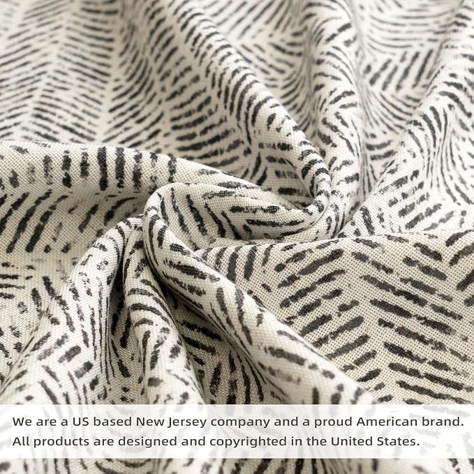 DriftAway Farmhouse Linen Lined Valance Double Layer Thermal Insulated Room Darkening Blackout Window Valances 3 Inch Rod Pocket Striped Kitchen Valance for Bathroom Single 52 x 18 Inch Roman Black