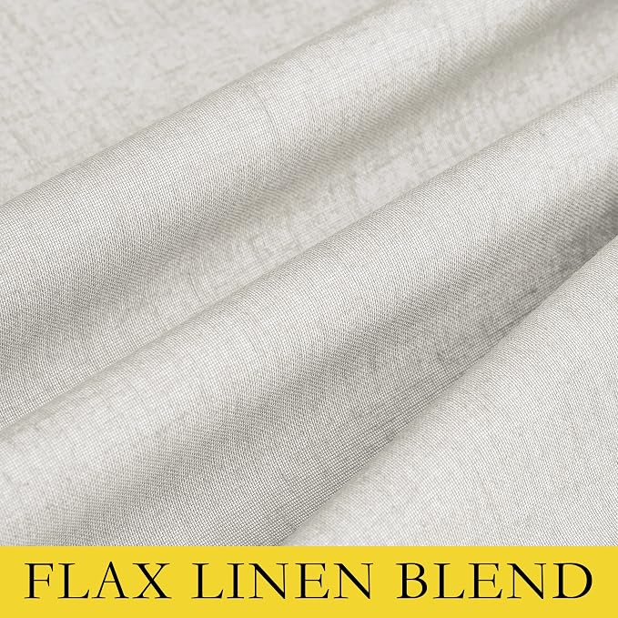NICETOWN Linen Blackout Curtains for Kitchen, Ivory, 2 Panels, 42" Wide x 54" Long, Short Kitchen Burlap Linen 100% Blackout Drape Panels for Night Shift, Great Job for Blocking Light