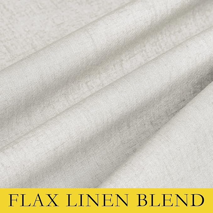 NICETOWN 100% Blackout Linen Texture Curtains 70 inches Long, Ivory, 2 Pcs, Thermal Insulated Full Blackout 2-Layer Lined Drapes, Energy Efficiency Window Draperies for Boy's Room