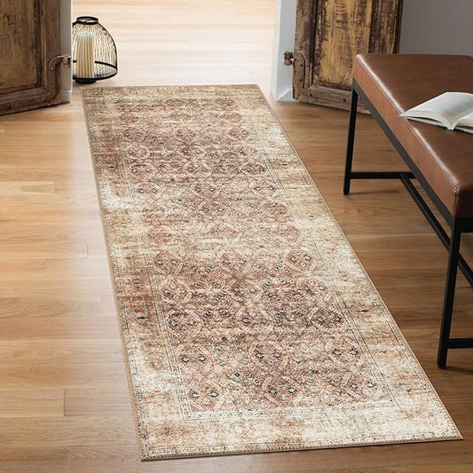 Keen Home Design 30"x84" Rug - Machine Washable Runner Rug with Non-Slip Backing, Ideal for Hallway, Entryway, Kitchen, Laundry Room - Vintage, Easy Clean, Durable, Low Pile - (2'6" x 7')