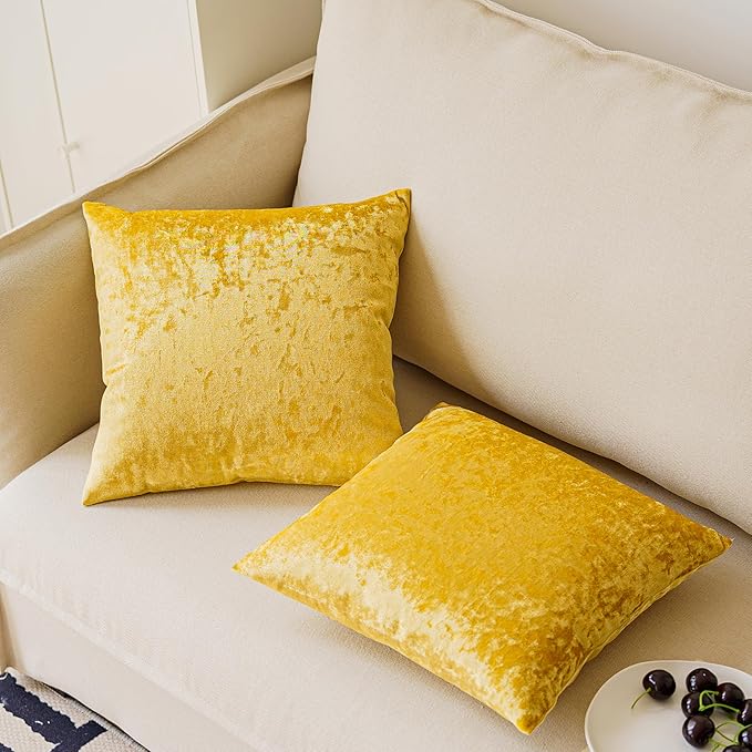 NiNi ALL Decorative Throw Pillow Covers Pack of 2, Velvet Throw Pillow Cases for Couch Pillows Cover Bedroom Living Room Outdoor Pillow Covers 22x22 Inch Gold