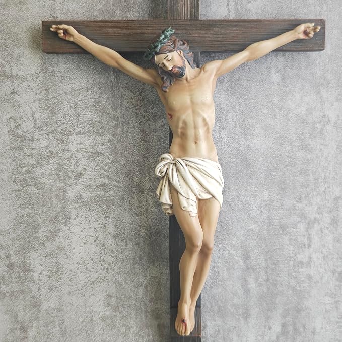 BC Catholic Crucifix Wall Cross10" H Jesus Christ Cross for Wall | Wall Crucifix for Home Altar, Católica Crucifijos, Catholic Gift, Religious Wall Decor, Handpainted Sculpture by Buildclassic