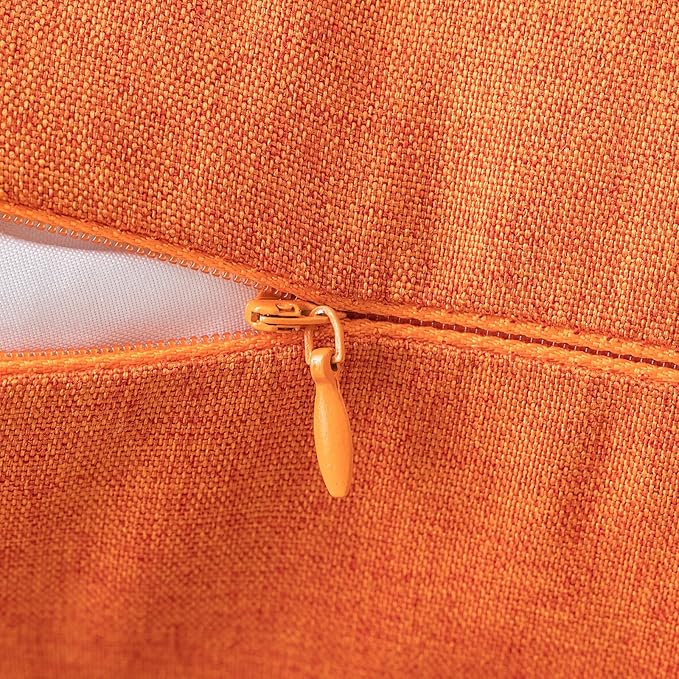 MIULEE Pack of 2 Decorative Outdoor Solid Waterproof Throw Pillow Covers Faux Linen Garden Farmhouse Cushion Cases for Summer Patio Tent Balcony Couch Sofa 20x12 Inch Bright Orange