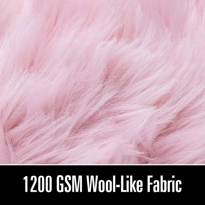 LOCHAS Soft Fluffy Faux Fur Rugs for Bedroom Bedside Rug 3x5 Feet, Washable, Furry Sheepskin Area Rug for Living Room Girls Room, Luxury Shag Carpet Home Decor, Pink