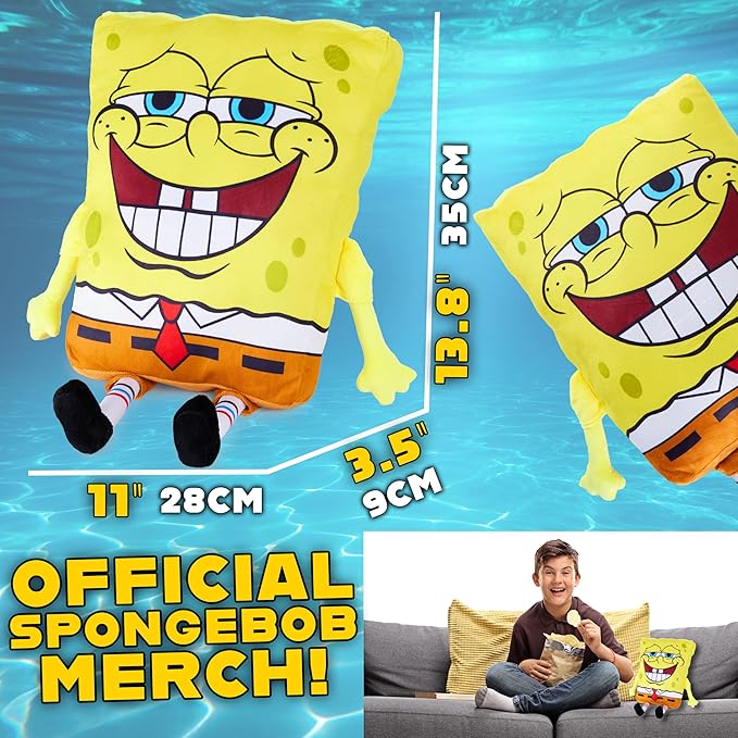 Get Trend Spongebob Squarepants Plush Cushion Pillow, Soft Plush Throw Pillow Cute Fluffy Cushion Bedroom Decor, Gifts for Teens, Women (Yellow Spongebob, L13.8 x W11)