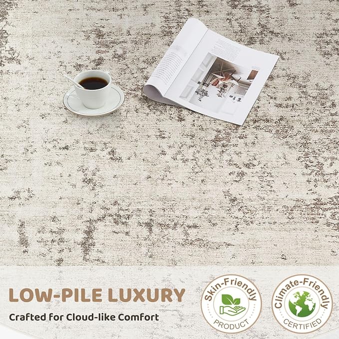UERMEI 10x14 Washable Area Rug - Neutral Modern Abstract Living Room Rugs, Non-Slip Soft Large Indoor Floor Carpet for Bedroom Home Office & Under Dining Table Decor, Dark Brown