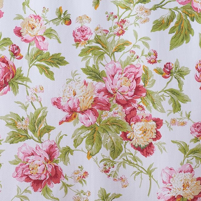 Waverly Forever Peony 4-Piece 100% Cotton Comforter Set - Full/Queen Berry Floral Print, with 2 Shams & 1 Bedskirt