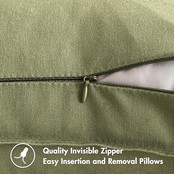 MIULEE Pack of 2 Decorative Linen Pillow Covers 20x20 Inch Sage Green | Spring Boho Farmhouse Modern Soft Accent Throw Pillows Neutral Cushion Covers for Sofa Couch Bed Living Room Home Decor