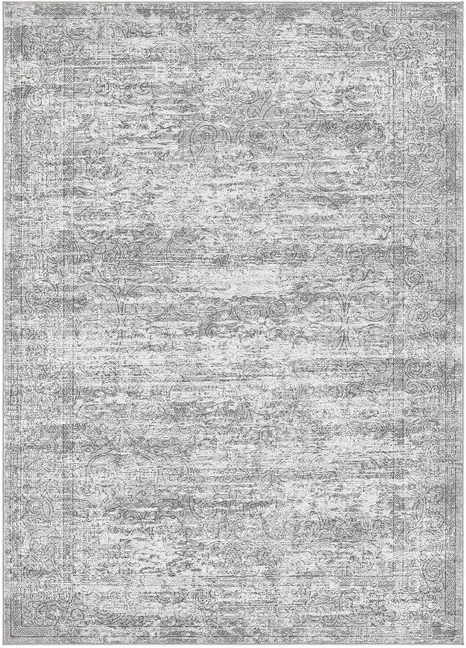 DMOYEST Area Rug Living Room Rugs - 8x10 Abstract Large Soft Indoor Washable Rug Neutral Modern Low Pile Carpet for Bedroom Dining Room Farmhouse Home Office - Vintage Grey