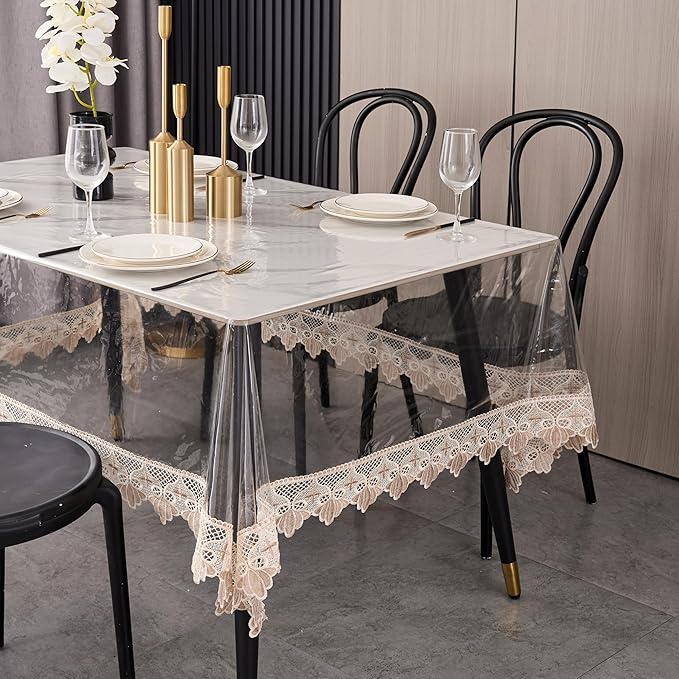 Pioggia Clear Vinyl Tablecloth Protector Waterproof/Oil-Proof PVC Table Cloth Transparent Sheet Table Cover (60'' x 108'' Rectangular)